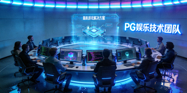 PG娱乐技术团队研发最新游戏解决方案的科技感场景